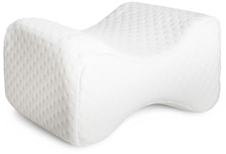 ABAKUHAUS Viscoelastisches Knie- & Beinkissen für Seitenschläfer, kühl im Griff, ergonomisches Memory-Schaum-Füllmaterial und weicher, maschinenwaschbarer, Abnehmbarer Bezug, 26 cm x 20 cm, Weiß