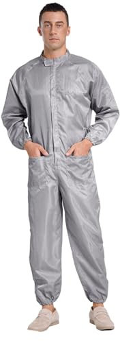 Rswnyirn Blaumann - Mono de trabajo de una pieza para hombre, traje de pintor de manga larga, para manualidades, taller, uniforme, gris, M