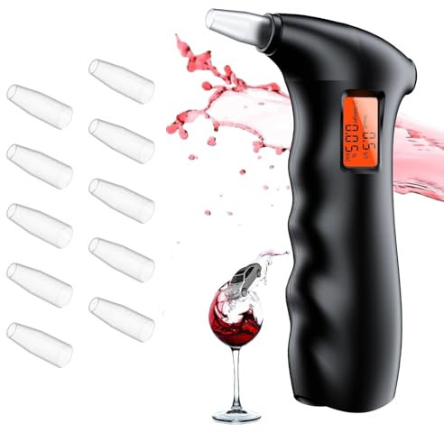 Alkoholtester, Alkoholtester Polizeigenau, Hochpräziser Promillemessgerät mit Digitaler LCD-Anzeige und 10 Mundstücken, Professioneller Alkoholmessgerät für Privaten Gebrauch zu Hause