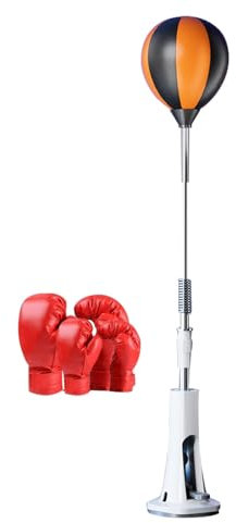 TRAGLO Speed ​​Punching Ball mit Ständer, Box-Reflexball, Boxsack mit Handschuhen, einstellbare Höhe 130–150 cm, Boxstangen-Trainingsset für Erwachsene, Teenager und Kinder