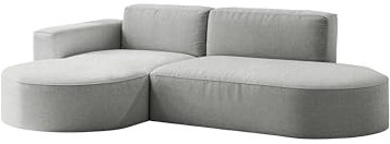 Kaiser Möbel - Ecksofa mit Wohnlandschaft, Eckcouch L Form, Sofa 3-sitzer, Polstersofa, Corner Sofa, Bequemes Couch mit Ottomane für Wohnzimmer und Jugendzimmer, Relaxsofa, Modena Studio, Grau, Links