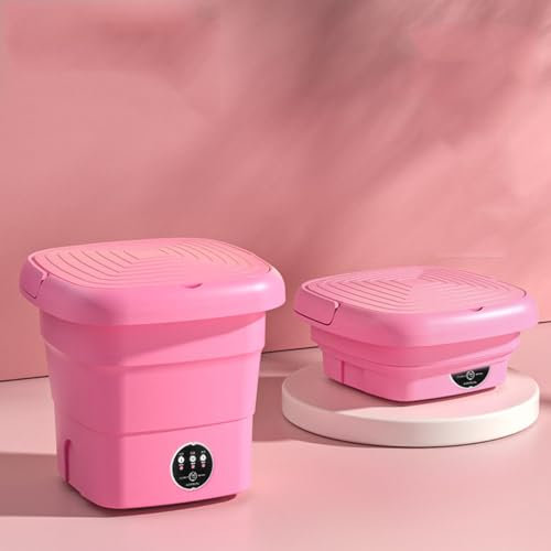 Mini Lavatrice Portatile, 4.5L Pieghevole Lavatrice Da Campeggio Piccola Con Centrifuga, Lavatrice Con Tubo Di Scarico Ad Alta Velocità Per Biancheria Intima, Da Viaggio, Campeggio, Dormitori ,Pink