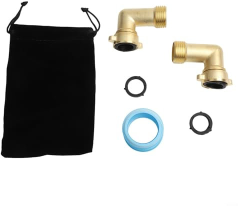 Raccordo a gomito per tubo da giardino, 90 gradi, in ottone, per tubo dell'acqua camper, per giardino e camper, facile installazione (2 x 90°)