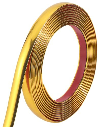 CRASPIRE 5M x 1.8cm Molding Trim Peel and Stick Gold Flexible Self Adhesive Waterproof Wall Mirror Corner Round Edge Tile Trim Ceiling Countertop for Floor Furniture Baseboard Border Door