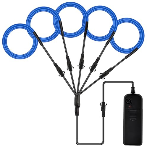 Joycabin EL Draht 5 x 1M Neon Beleuchtung Draht Lichtschlauch, Portable Neon leuchtende Wearable LED Lights für Partys, Karneval, Halloween, DIY Kostüm Dekoration (Blau)