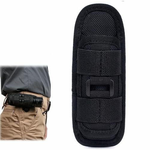 Taschenlampe Holster, 360 Grad Drehbare Taschenlampe Tasche mit Gürtelclip, für Outdoor, Wandern, Jagd, Camping, Nylon, 15 x 5,5 cm, Schwarz