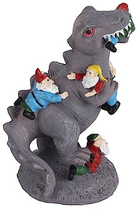 Gonetre Resin Statue Garden Decoration Handmade Dinosaur Eating Goblins Art Sculpture for Outdoor Garden Yard Lawn Decoration Resin Material Large Size 30x16x12cm (Dinosaur