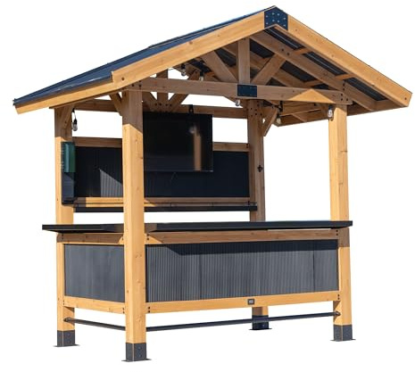Backyard Discovery Palisade Cedar Outdoor Garden Bar | Apex Roof Powerport