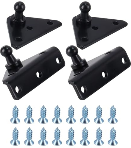 Enwye 4 pezzi/set di staffe di montaggio per perni sferici da 10 mm o supporti di sollevamento, molle per ammortizzatori a gas,2 pezzi di tipo L e 2 pezzi di tipo piatto e 16 pezzi di viti