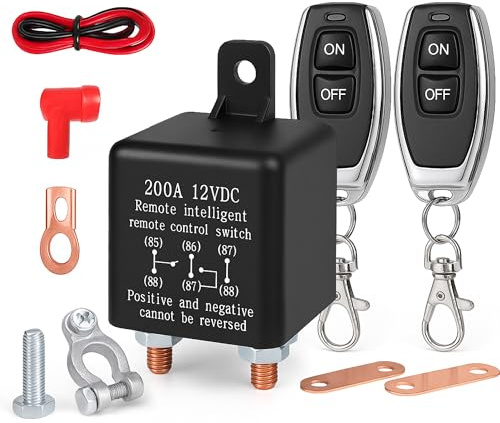 Batterie Trennschalter 12V 200A - Batterieschalter mit Fernbedienung | Drahtloser Batterie-Hauptschalter für Auto LKW Wohnmobil Boot und RV