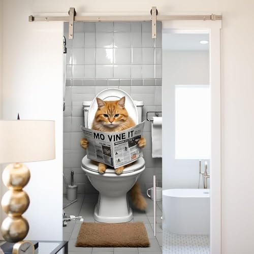 Türtapete Selbstklebend 90x200 Fenster Türfolie Türposter Schelmisch Katze Türklebefolie Wandbild Türaufkleber Wandtapete 3D Effekt für Wohnzimmer Schlafzimmer Küche
