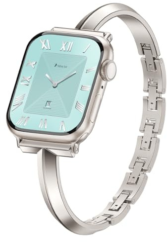 Missair Thin Band Compatible for Apple Watch Straps 40mm 41mm 38mm 42mm 44mm 45mm 46mm 49mm for Women, Slim Bracelet Designer Dressy Metal Strap for iWatch Series 11 10 9 8 7 6 5 4 3 SE Ultra