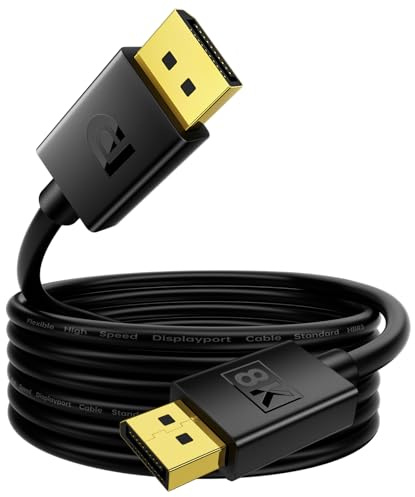 XAOSUN 32.4Gbps DisplayPort1.4 Cable 5M, 8K@60Hz DP to DP Cable,4K@144Hz/120Hz,2K@240Hz,Flexible Display Port Support HDR/FreeSync/G-Sync for Laptop/TV/PC/Monitor