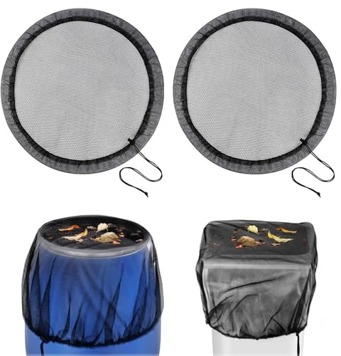 LZZEM 2 Pcs Mesh Cover for Water Butt Adjustable Bucket Mesh Rain Barrel Net Covers with Elastic Drawstring Keeps Mosquitos and Debris Out for Home Outdoor Garden (95cm)
