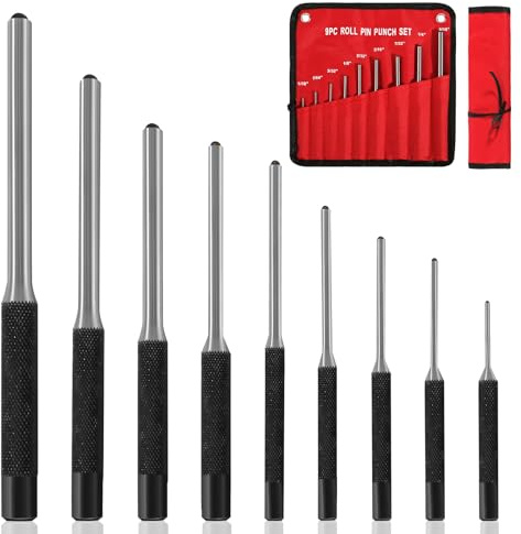 Roll Pin Punch Set, 9Pcs Pin Punch Kit with Storage Pouch, Hand Removing Repair Tool for Jewelry Craft Watch Repair Automotive