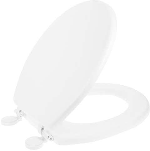 Hoement Cubierta de Asiento de Inodoro Acolchada White, Superficie Confortable y Fácil de Instalar, Accesorio Práctico Baño y Artículos Hogar