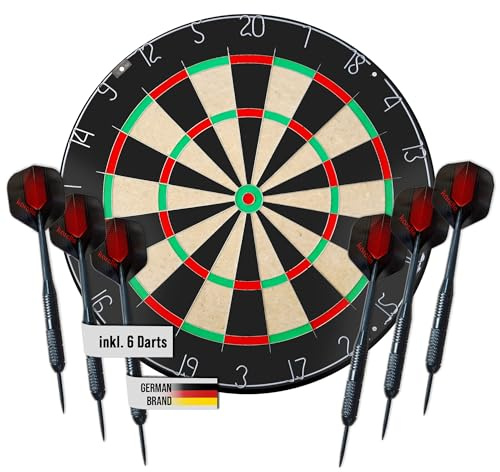 Karella Dartboard BullOut, Turnier Steeldartscheibe, klammerfreie, ultradünne Verdrahtung, bestes Profi-Sisal, drehbarer Zahlenring, ⌀45cm, auch als Sets