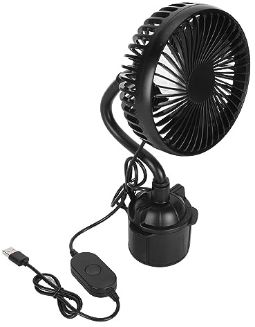 Ventilateur de Voiture Puissant à Faible Bruit, 3 Vitesses, Portable, alimenté par USB, avec col de Cygne Flexible, Rotatif à 360 degrés, pour Voiture, Camion, Camping-Car, SUV,