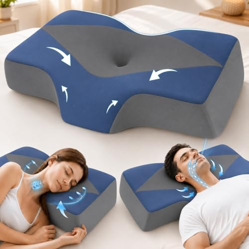 Hydomi Neck Support Pillow for Sleeping Side Sleeper Pillow for Neck Shoulder Pain Relief: Ergonomic Cervical Memory Foam Pillow - Cooling Orthopedic Bed Pillow for Back Stomach Sleepers
