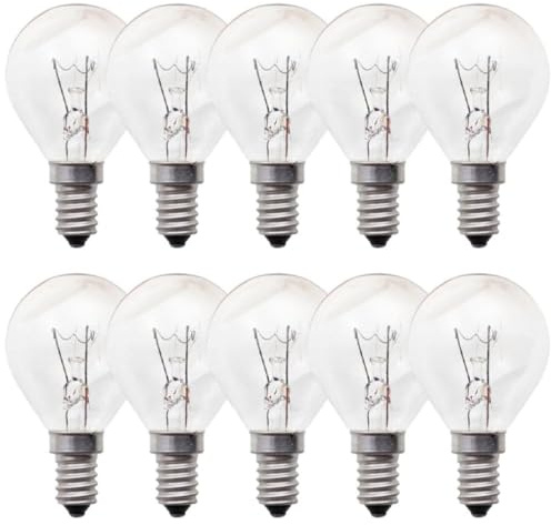 NCC-Licht 10 Stück Tropfenlampe Kugel klar E14 25W warmweiß dimmbar 230V | Leuchtmittel aus klarem Glas, dimmbar, mit E14-Sockel, gemütliches Licht ideal für Wohnbereiche