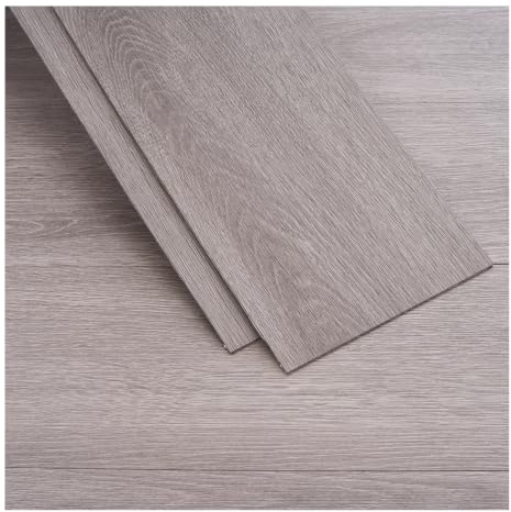 INMOZATA 36pcs Self Adhesive Vinyl flooring(Ash Grey Oak) | Waterproof Peel and Stick Floor Tiles with UV Coated Wood Effect Vinyl Flooring Tiles for Kitchen Bathroom,Cover 5㎡