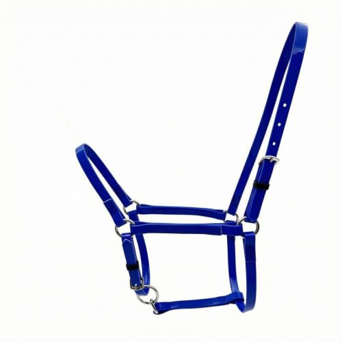 Pflegeleicht Stallhalfter, Array, Blau | Schmale 15 mm Riemen, TPU Halfter, strapazierfähig, Halfter mit Metallbeschlägen, für