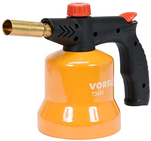 Vorel Gaslötlampe mit Piezo-Zündung | 850°C | für 190g-Kartuschen | Lötbrenner Gasbrenner Bunsenbrenner