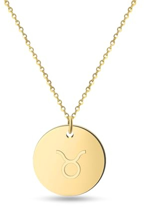 GD GOOD.designs EST. 2015 Chaîne du zodiaque Taureau en or 18 carats - Résistant à l'eau I Collier doré avec pendentif horoscope I Zodiac Necklace en acier inoxydable pour femmes
