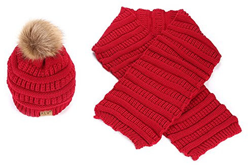 Damen Wollschal Mütze Set 22 * ​​22Cm Weinrot