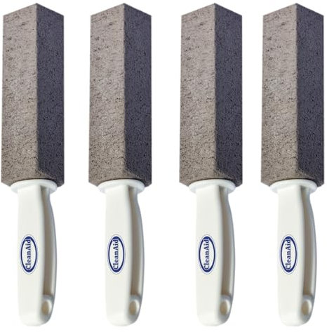 CleanAid Wonderstone – 4 unidades de piedra pómez limpiador de inodoro con mango – Piedra de limpieza, eliminador de cal para baño, inodoro, ducha, lavabo, cocina, barbacoa, parrilla, óxido, azulejos,