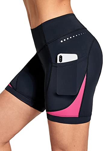 baleaf 4D Padded Bike Shorts Women Cycling Underwear Gel Padding Pockets Pink M
