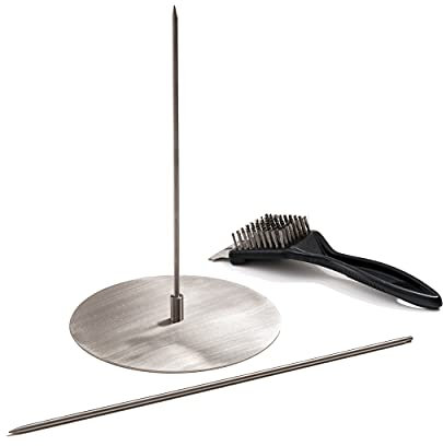 KUHA Gaucho - Supporto verticale per spiedini da 20,5 cm e 30,5 cm, per Tacos al Pastor, barbecue brasiliano e kebab Doner, fornito con spazzola per la pulizia della griglia