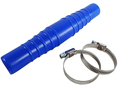 well2wellness® Blauer langer Schlauchverbinder für Ø 32-38mm Poolschlauch + 2 Schlauchschellen