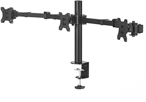 Hama Monitorhalterung 3 Monitore, 13-27 Zoll, höhenverstellbar bis 40cm | Monitorarm schwarz, schwenkbar 180°, neigbar +/- 25°, ausziehbar, 7kg Traglast, VESA 75x75, 100x100