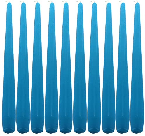 Deli Supplies Dinner Party Christmas Table Decor Bistro Candles Non Drip Tapered 9” 24cm Tall Taper Candle 7 Hour Burn Time Smokeless and Dripless Quality Wax (Turquoise, 10)