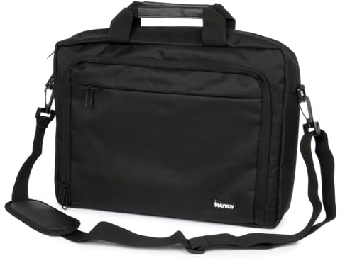 VulTech Borsa per Notebook 15.6”, Compatta con Vano pc Imbottito, Maniglie e Tasca Esterna, Tracolla rimovibile e regolabile, fascia per trolley