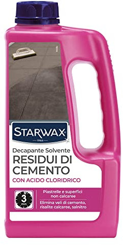 STARWAX - Decapante solvente residui di cemento - Pulisce le tracce di cemento, ruggine, risalite calcaree - Uso interno ed esterno - Formula concentrata - Prodotto in Francia -1l - 15 - 20m²