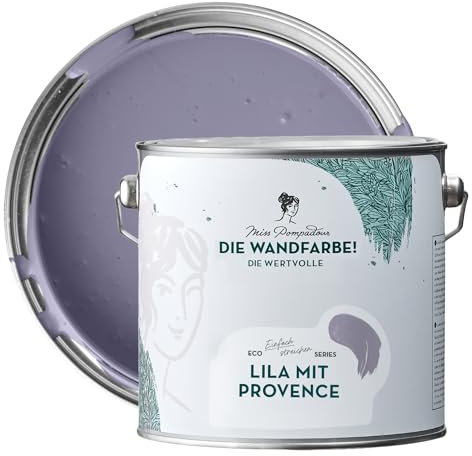 MissPompadour edelmatte Wandfarbe Lila mit Provence 2,5L - sehr hohe Deckkraft - geruchsneutrale, spritzfreie Farbe - atmungsaktive, wasserbasierte Innenfarbe/Deckenfarbe - Die Wertvolle