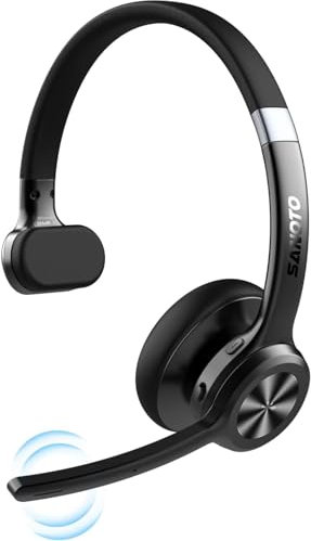 SANOTO Wireless Headset With Microphone for Laptop, Noise Canceling, 40 Hrs Playtime & 10M Range, Office Headset for Mobile Phone Computer Tablet