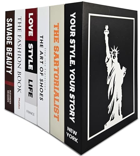 Skywin TidyFriend Fake Book Stack for Bookshelf 8.3” x 6.3” x 9.4”, Fake Book Decor, Cord Hider & Management, Storage, TV Cord & Router Box Hider, Decoration for Living Room