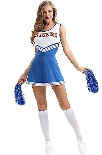 Cheerleader Kostüm, Cheerleader Kostüm Damen Sexy, Cheerleading Uniform Kein mit Pompons, High School Cheerleader Kostüm für Halloween Party Verkleidung Karneval