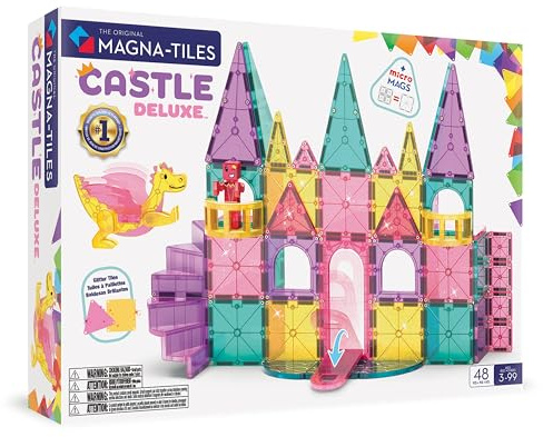 Magna-Tiles Castle DLX Kit de Construction magnétique 48 pièces