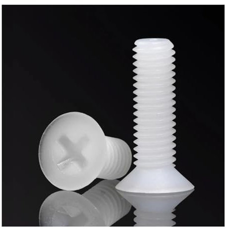 Cilky Metallschrauben 20 Stück M2 M2,5 M3 M4 M5 M6 M8 Schwarze/weiße Nylon-Senkkopfschrauben, Kunststoff-Cross-Flachkopfschrauben, Länge: 4–40 mm (Color : White, Size : M8x20 (20pcs))