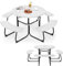 KOMFOTTEU Set di Tavolo da Picnic Rotondo per 8 Persone, Set di Sedie e Tavolo con Foro per Ombrellone, Mobili da Giardino con 4 Panche, in HDPE e Metallo, φ190 x 76 cm (Bianco)