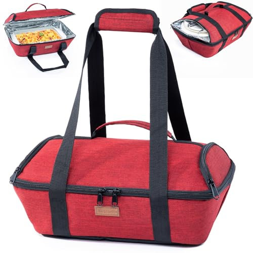 BAGSPRITE Casserole Dish Carrier Insulated - Hot Casserole Dish Carrying Case - Food Carrier for Pockluck Fits 9 x 13 Baking Dish, Lasagna Pan