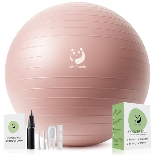 Slim panda gymnastikboll, 55–85 cm explosionssäker och halkfri sittboll med pump, mjuk yogakula träning uppblåsbar boll för seniorterapi, hem, fitness, balansträning