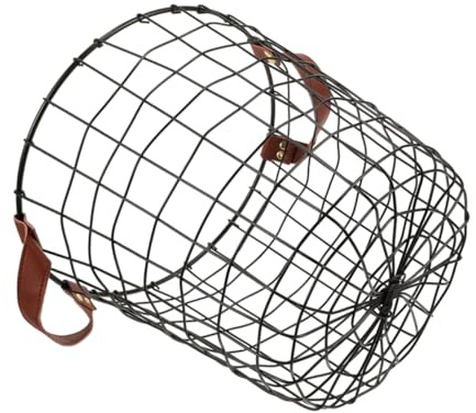 ANDRESLAD Large Round Iron Firewood Basket Metal Storage Bin for Firewood Laundry and Toys Ventilated Design for Outdoor Indoor Use Rustic Farmhouse Organizer with Handle