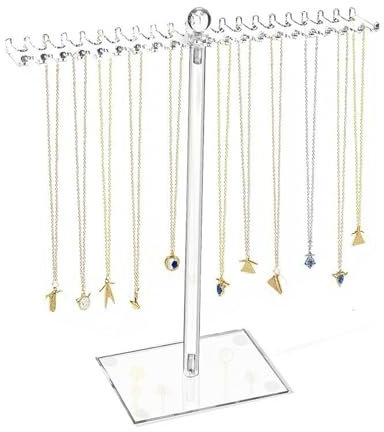 VPB Espositore per Gioielli in Acrilico,Trasparente Porta Gioielli con Barra a T,Supporto per Orecchini,Porta orecchini,Portacollane da Tavolo,Portagioie Albero,Appendere e Organizer
