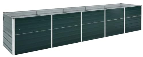 Myheimly Garten-Hochbeet Verzinkter Stahl 400×80×77cm Pflanzbeet Gartenbeet Frühbeet Garten Grün