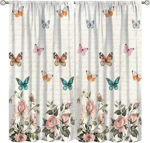 Vorhang, Kinderzimmer, 3D Blumentier Schmetterling 140X160 cm (B + H) Kindervorhänge Mit Ösen, Polyestervorhänge, Wärmeschutzvorhang, Blickdichter Vorhang Mit Ösen, Kindervorhänge Für Wohnz-992300855
